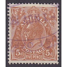 Australian  King George V  5d Brown   Wmk  C of A  Plate Variety 3L22..